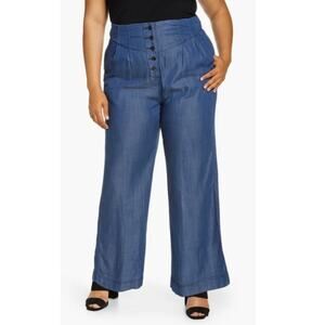 NWT Standards & Practices Wide Leg Pants Womens 3X Blue Pull On High Rise